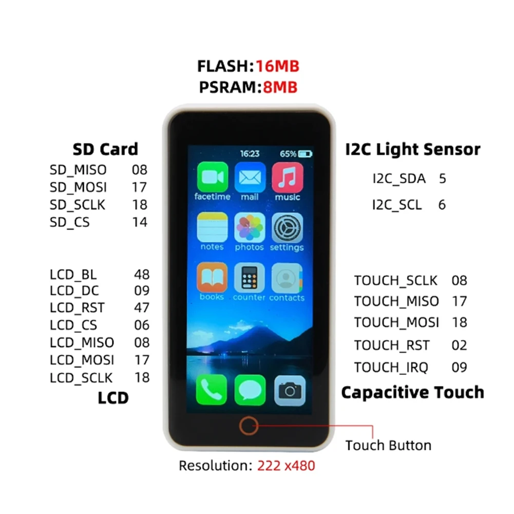 LILYGO T-Display-S3-Pro ESP32-S3 Сенсорный дисплей 2 33-дюймовый ЖК-дисплей Макетная плата I2C