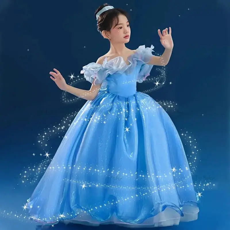 

Teenage Girls Dress Children's Clothing Party Elegant Princess Long Tulle Baby Girls Kids Lace Wedding Ceremony Dresses