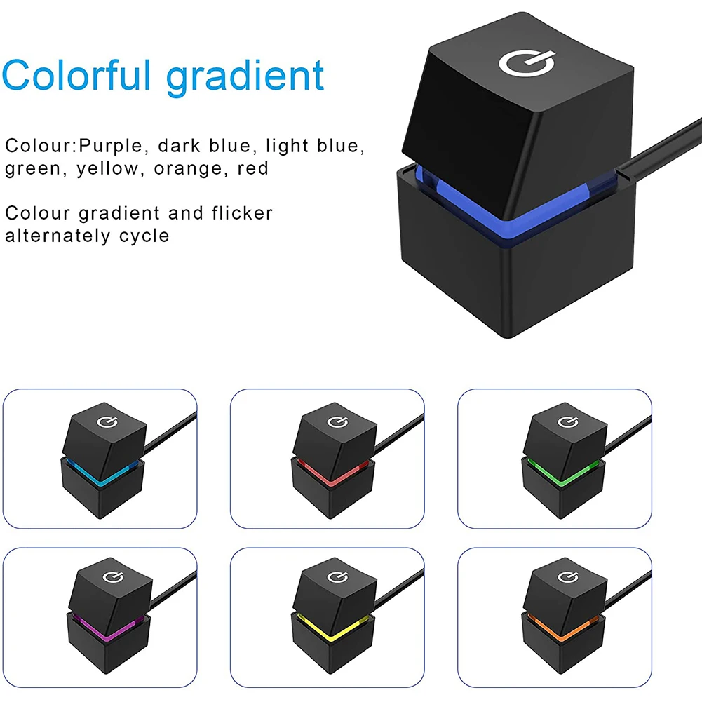 

1PC 2M Portable Colorful LED Lights Computer Desktop Switch PC Motherboard External Start Power On/Off Button Extension Cable