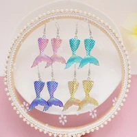 korean fashion new creative ins lovely ab color resin mermaid tail pendant earrings for women jewelry accessories gifts