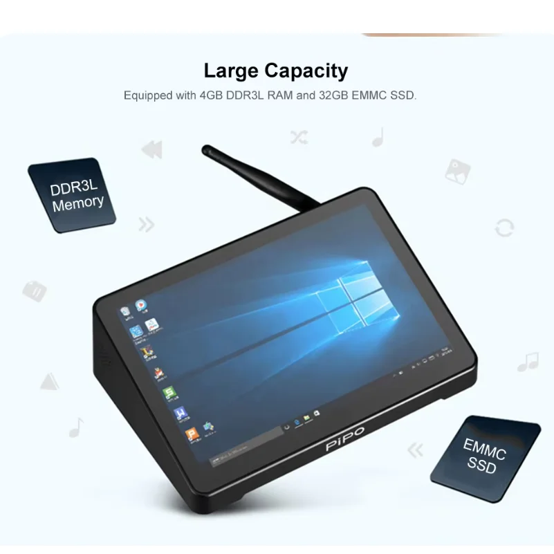 Фото Pipo H10 PRO 4G Smart MINI PC 10,1 дюйма 1920*1200 Win11 8G/16G+128G/256G/512G Планшетный ПК Intel J4125 BT WIFI RS232 4*USB 3.0 POE HD №4