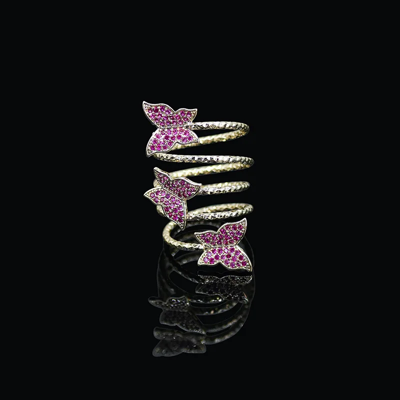 

Korean new casual spring adjustable butterfly ring niche jewelry ins women chic pink insect unique finger accessory