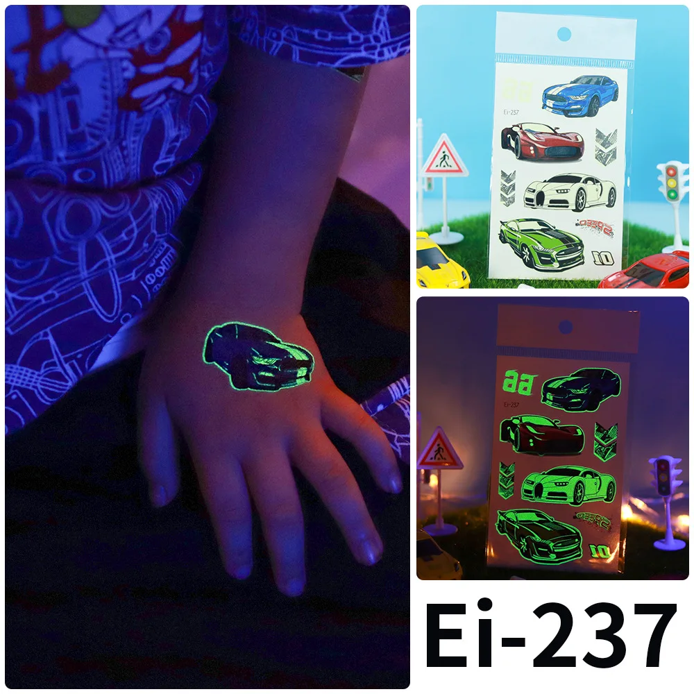 

New Waterproof Cool Racing Mott Car Night Glow Tattoo Night Glow Party Temporary Tattoos Sticker size:120 * 75mm