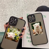pet pig cute animal phone case matte transparent for iphone 7 8 11 12 13 plus mini x xs xr pro max cover