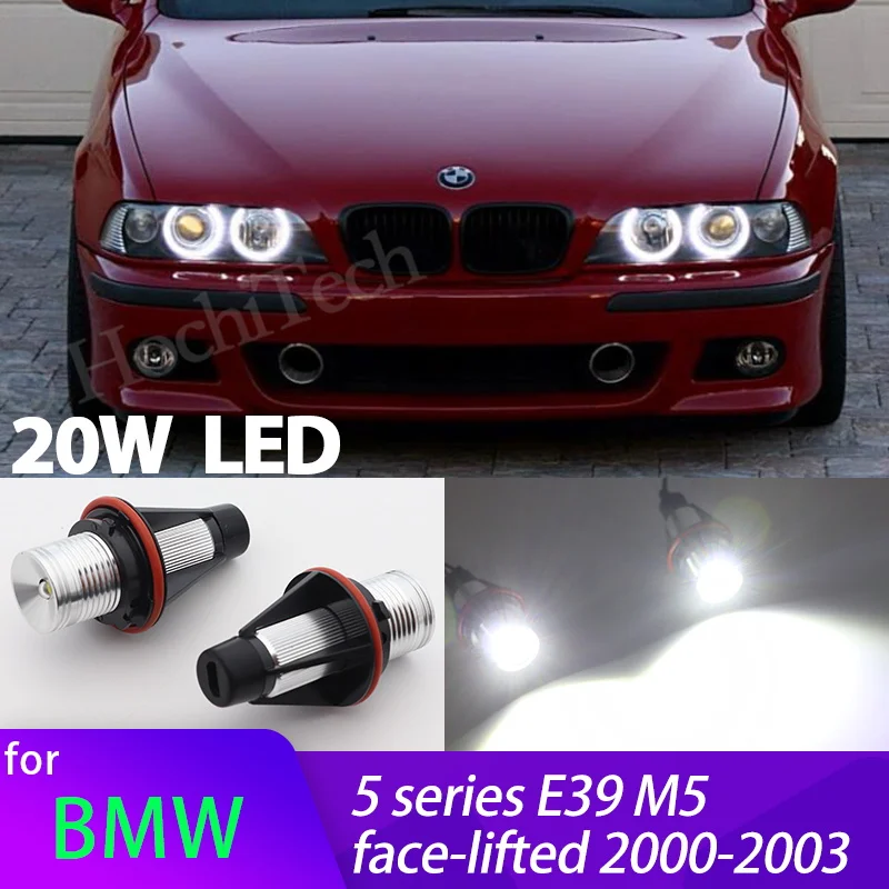 20W LED Angel Eyes Marker Lights Bulbs Error Free For BMW 5 series E39 face-lifted 525i 530i 540i M5 2001 2002 2003