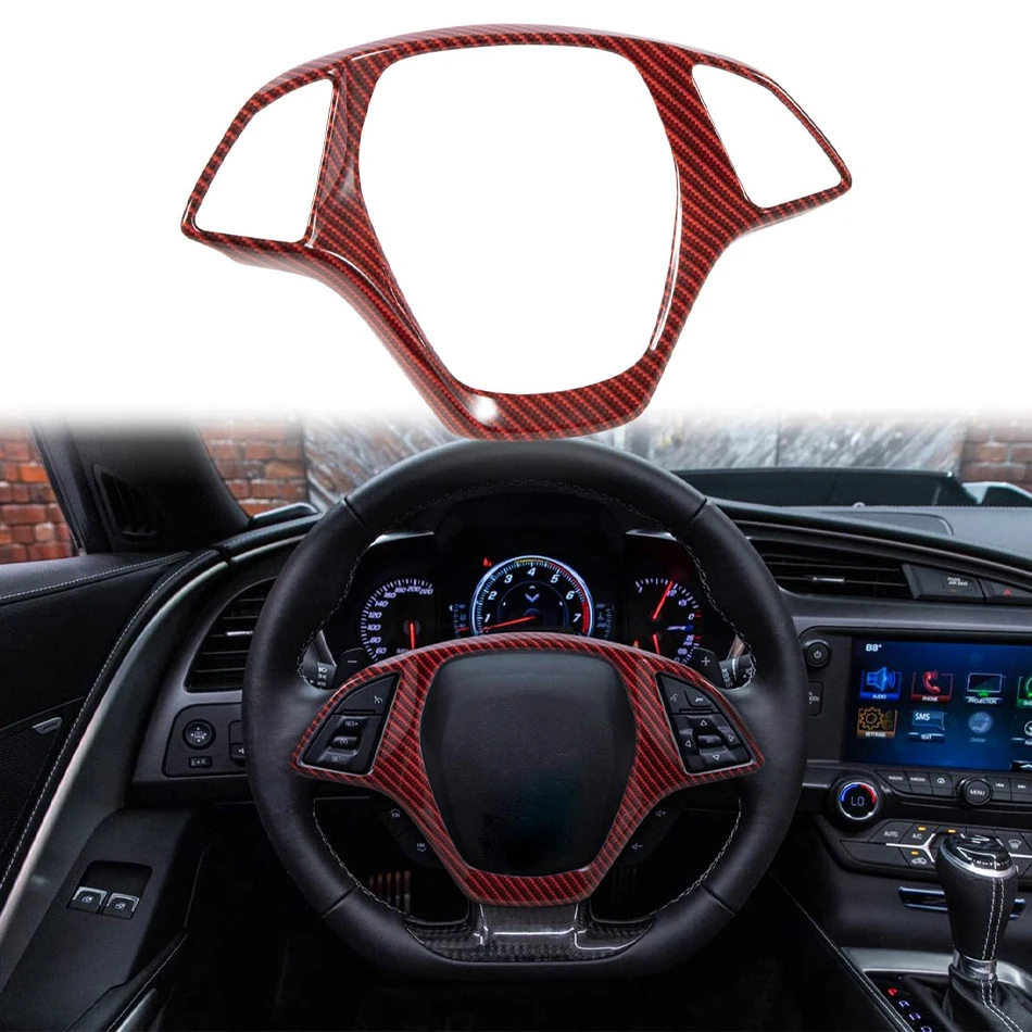 

MX Car Accessories ABS Carbon Steering Wheel Center Decor Cover Fit for Chevrolet Corvette C7 2014-2019