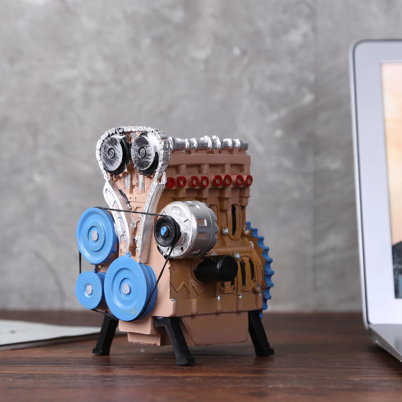 

Desktop Decoration Art Sculpture Collectible Crafts Ornament - Car Engine Model Crafts for Office Desktop Decor