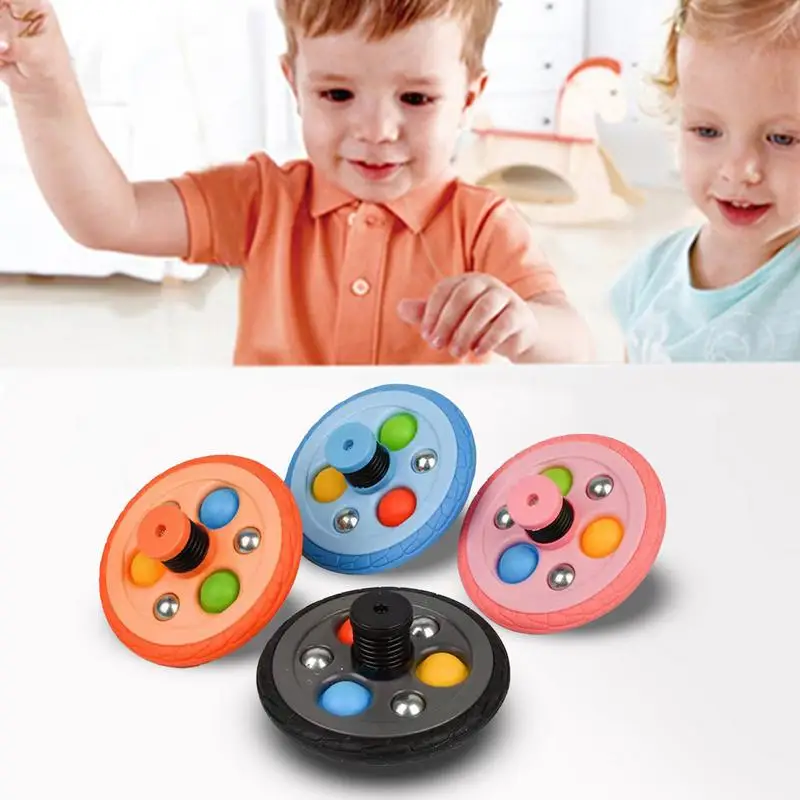 Pop Fidget Toy Gumowa opona Gyro Spinners Toys Spring Mechanism Bubble na urodziny Nagrody w klasie