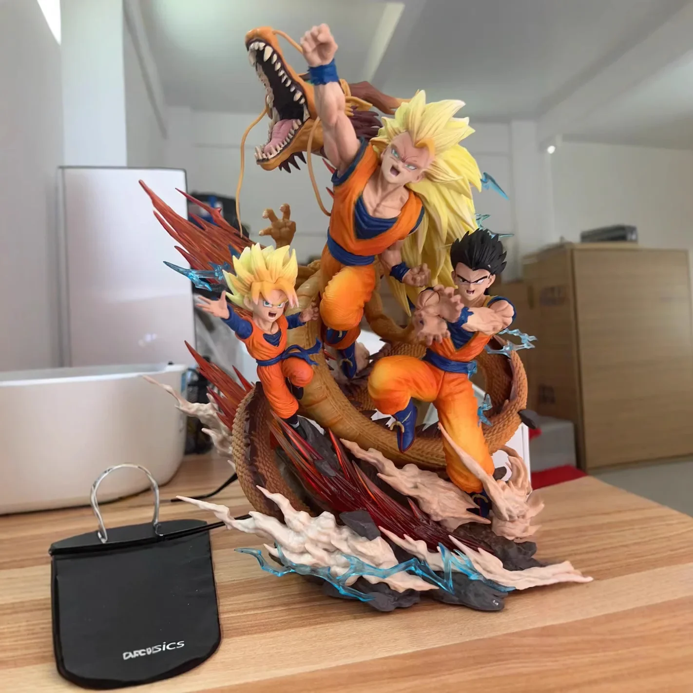 28 см фигурка Dragon Ball Gk Super Saiyan 3 Son Goku Фигурки Статуя ПВХ Модель Shenron Отца и Сон Трио