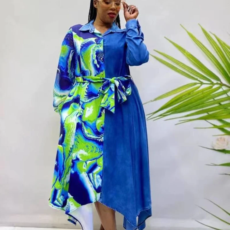 

African Dresses for Women 2022 Spring Fashion African Women Printing Long Dress African Clothes