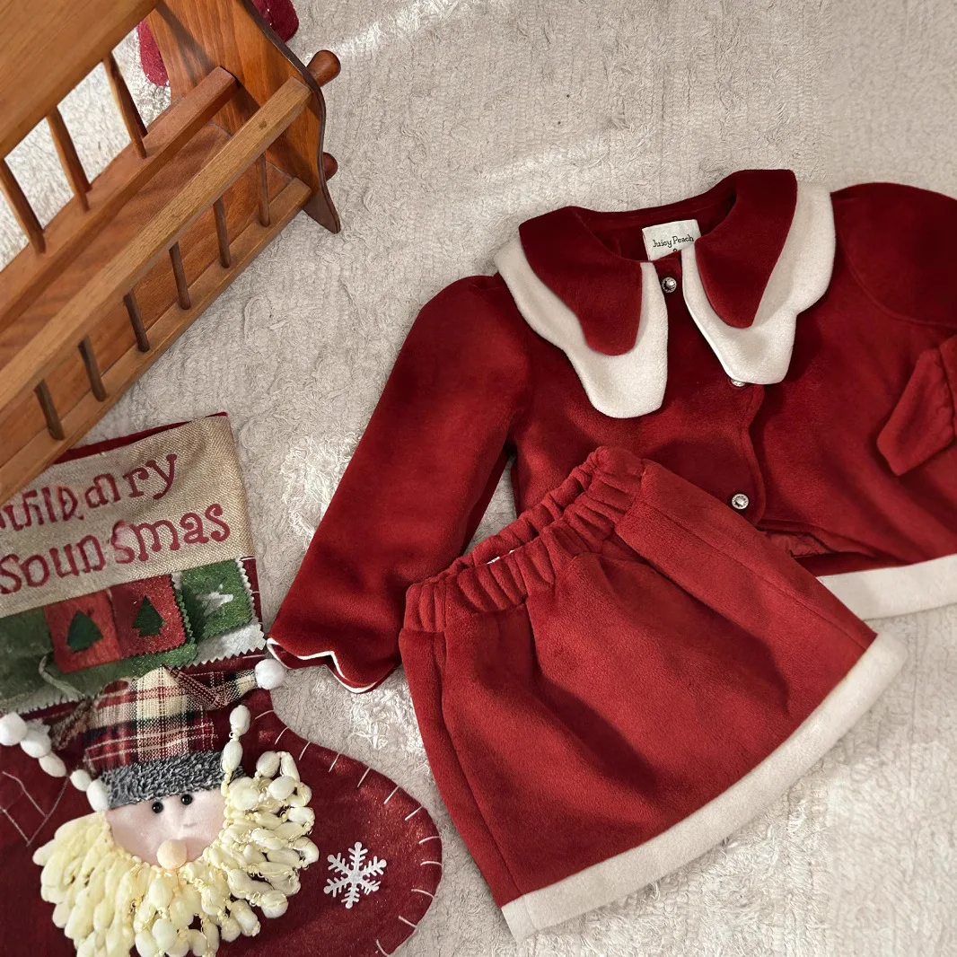 Комплекты для маленьких девочек в стиле Chanel шерстяные флисовые пальто с