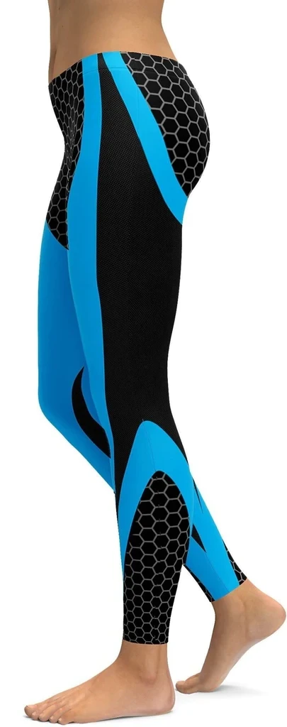

Blue Honeycomb Leggings 3D Printing New Women Sexy Fashion Pants