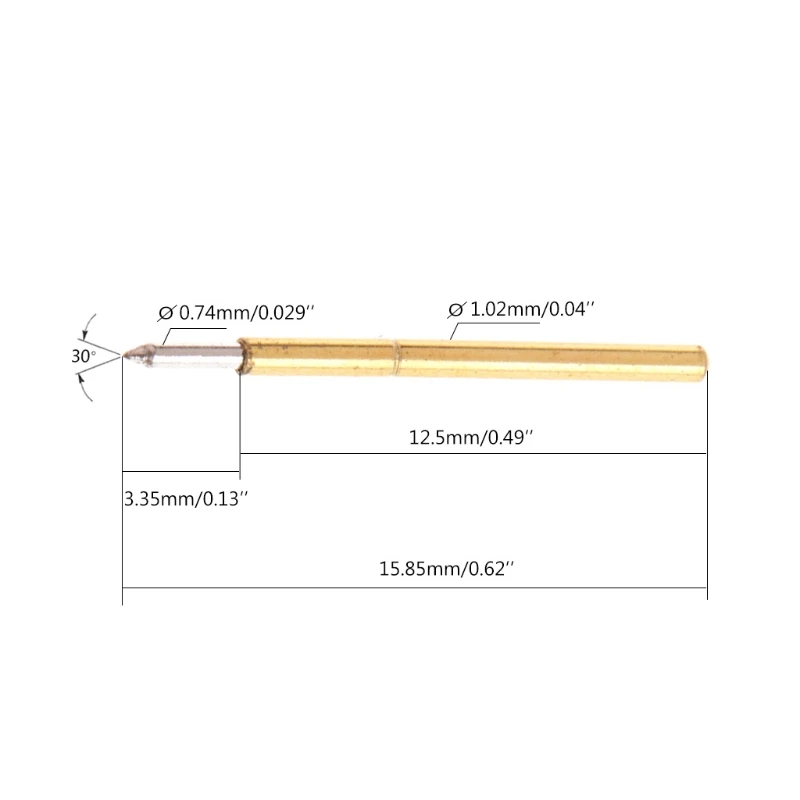 100 шт. Пружинный испытательный щуп Pogo-Pin Tool P75-B1 Диаметр 1 02 мм Длина 15 85