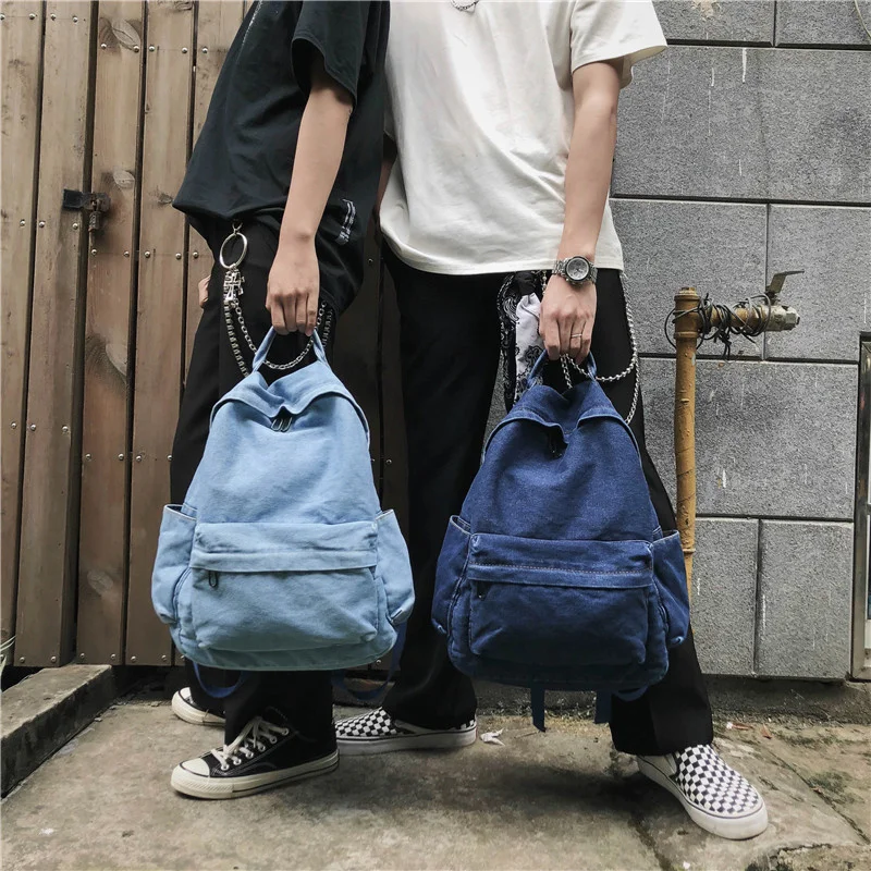

Women's Backpack Cowboy Children's Bag Denim Korean Version Shoulder Bags Teenager Girl College Student School For Men Rucksack