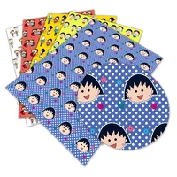 japanese little girl theme cartoon pattern printed artificial leather cross grain for diy handmade hair bows 2230cm a4