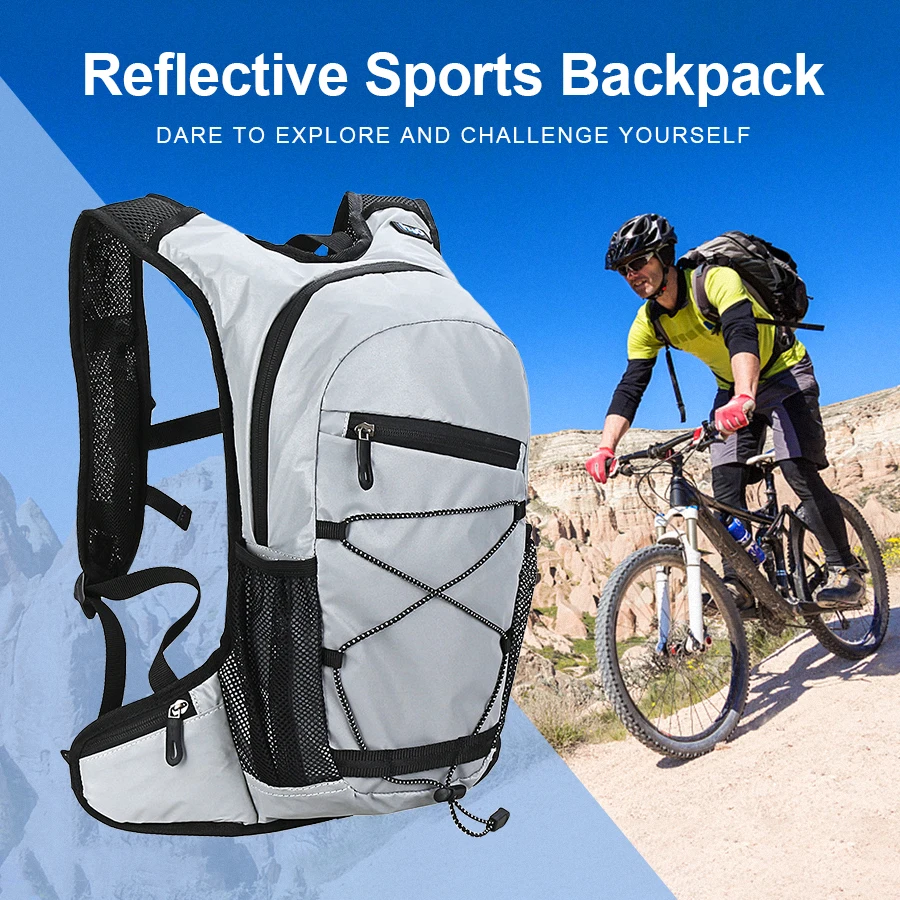 

Светоотражающий велосипедный рюкзак, сумка для самостоятельного отдыха на открытом воздухе, для пешего туризма, вместительный спортивный для езды на мотоцикле и бега по пересеченной местности