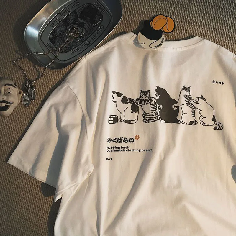 

Футболка мужская оверсайз в стиле хип-хоп, уличная одежда из хлопка с аниме принтом, с коротким рукавом, в стиле Харадзюку, топ свободного по...