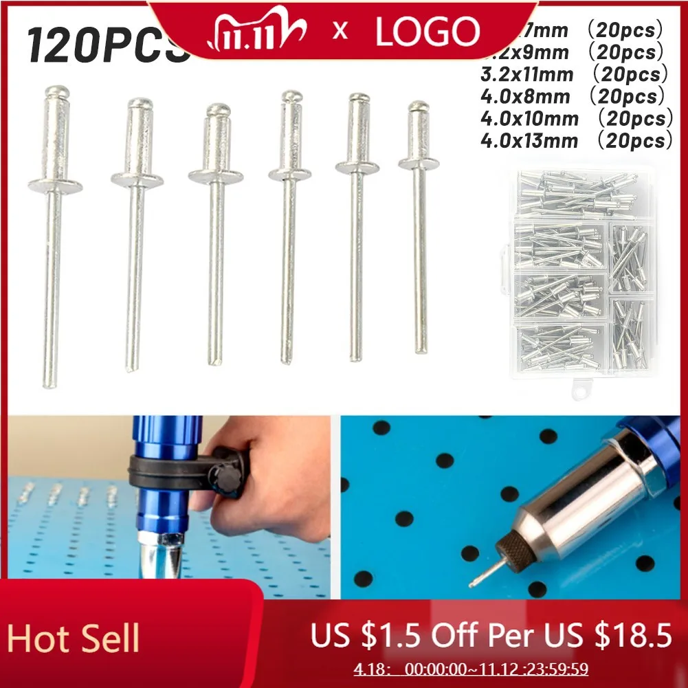 

120Pcs M3.2 M4 Pop Rivets Aluminium Round Mushroon Head Rivets Break Mandrel Blind Rivets Nail For Furniture Car Aircraft