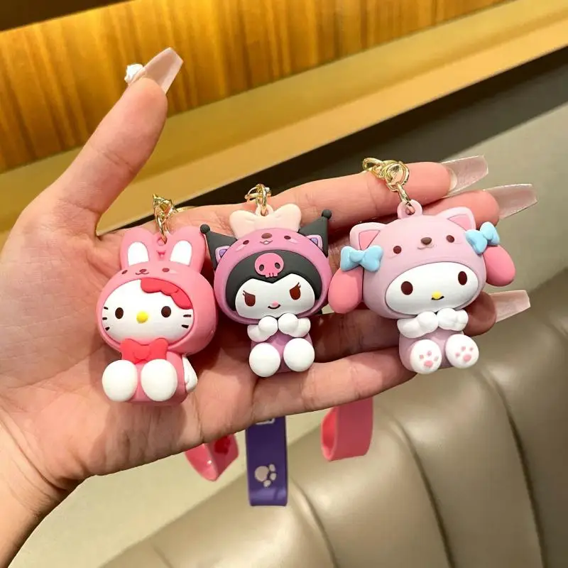 

Kawaii Sanrio Keychain Lovely Pompom Purin My Melody Cartoon Doll Keychain Pendant Backpack Pendant Exquisite Creative Girl Gift