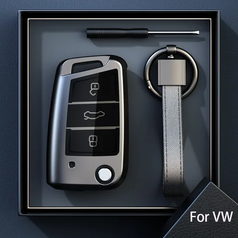 Титановый серый цвет для Volkswagen VW Polo Golf 7, Passat Tiguan MK2 Beetle Ateca Caddy T5, откидной складной чехол для ключей автомобиля, аксессуары