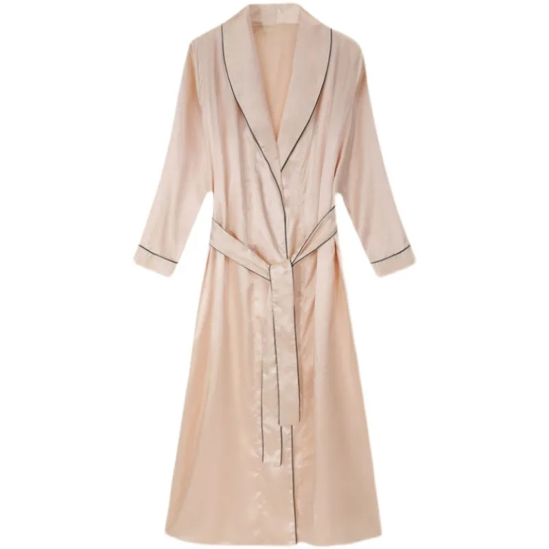 Satin V-Neck Sleepwear Women Robe Long Kimono Bride Wedding Bathrobe Summer Dressing Gown Loose Intimate Lingerie Nightwear