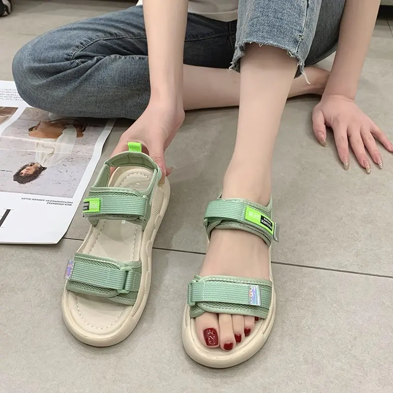 

Sports sandals female ins tide 2021 summer new net red Korean version of the Velcro student flat female sandals women's shoes