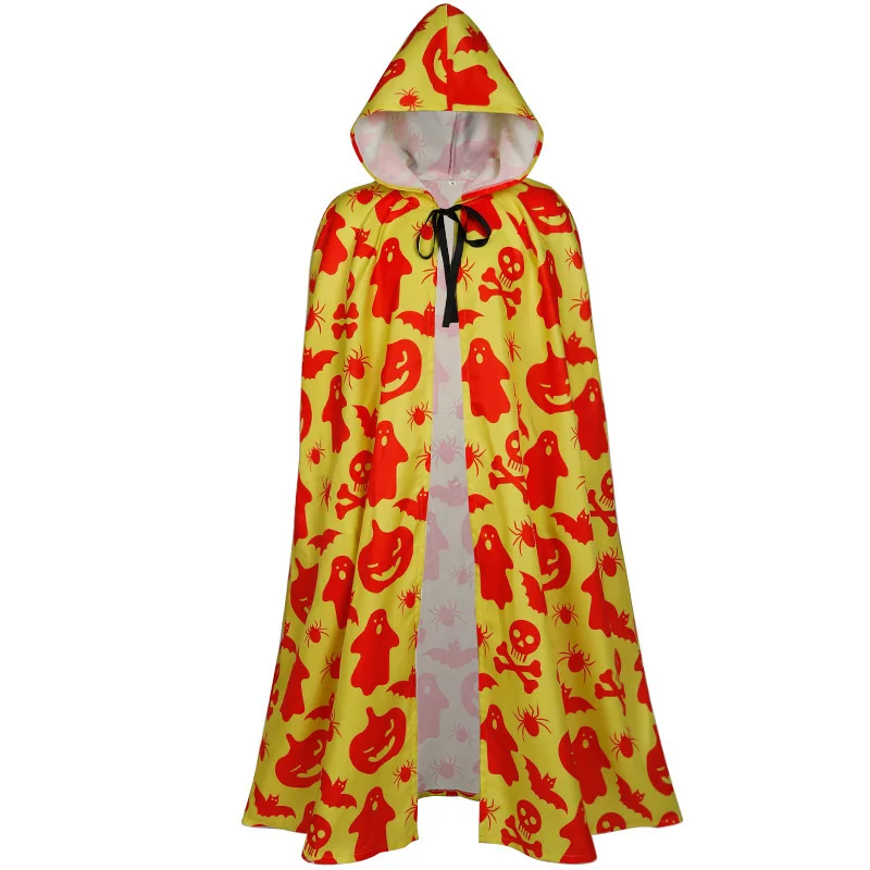 

Cartoon Print Cloak Cardigan Halloween New Cos Wizard Shawl Outerwear Tops For Men & Women Cosplay Cloak Coat Retro Makeup Dance