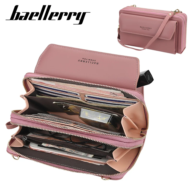 

Women Wallet Double Zipper Female Shoulder Bag Top Quality Cell Phone Pocket Summer Bags 2022 Fashion Crossbody Bags