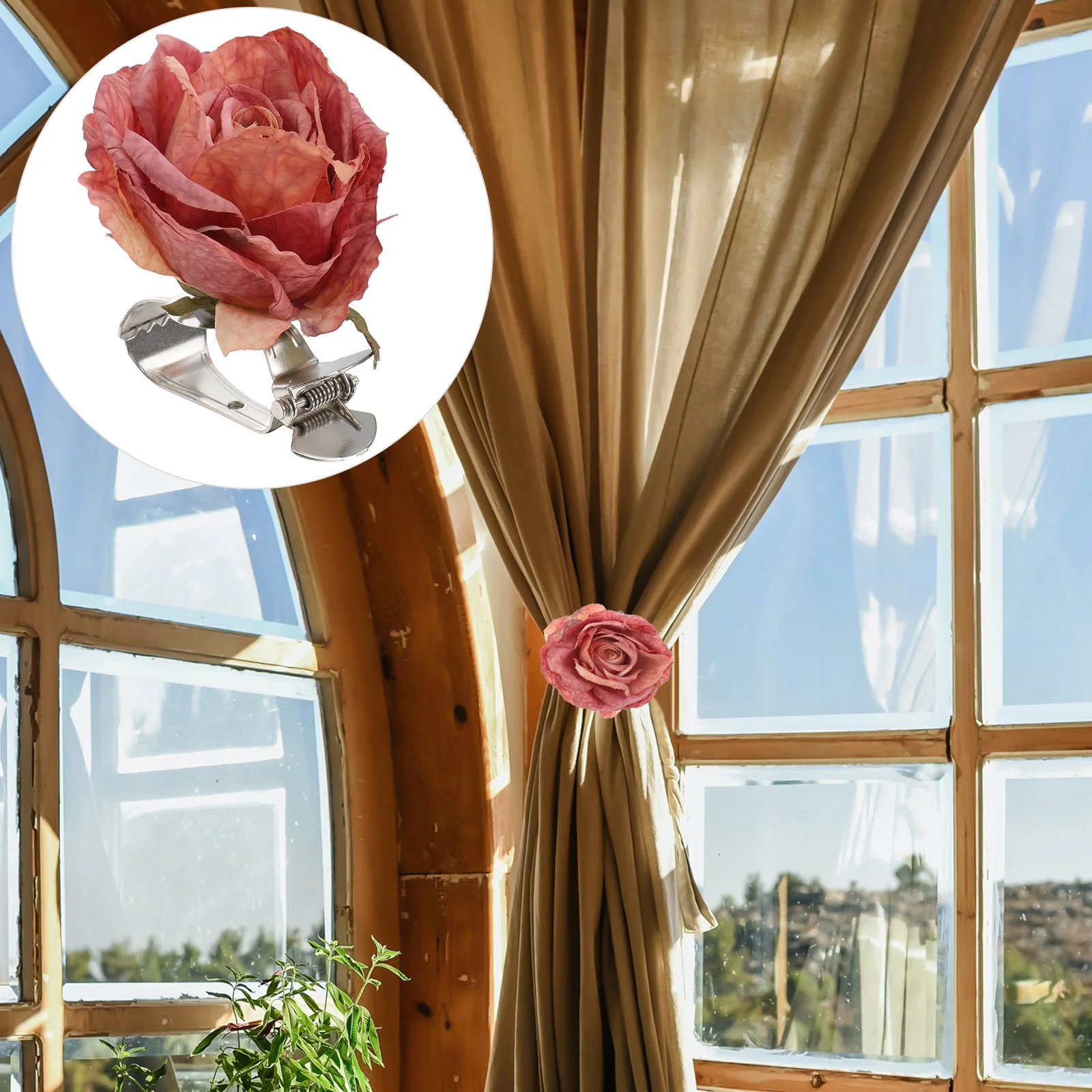 

2 Pcs Crystal Curtain Clip Buckle Sheer Outdoor Curtains Pull Backs Plastic Flower