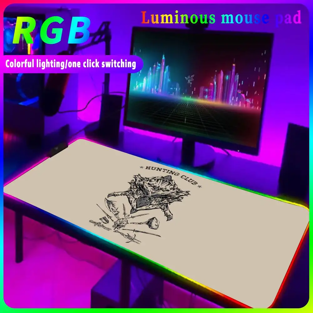 M_monster H_hunter W_world Коврик для мыши Rgb Игровые аксессуары Светодиодный коврик Геймер