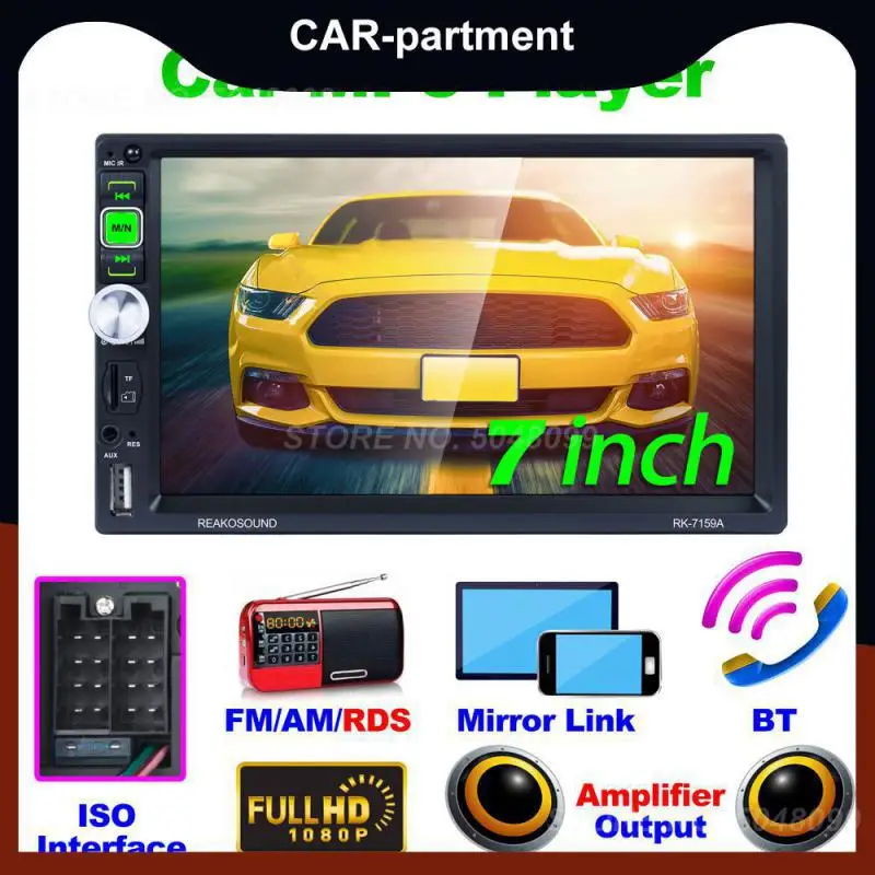 

7 Inch Capacitor HD Car MP5 Dual Ingot Bluetooth Car Player European RDS With Reversing Image Automotive Multimedia