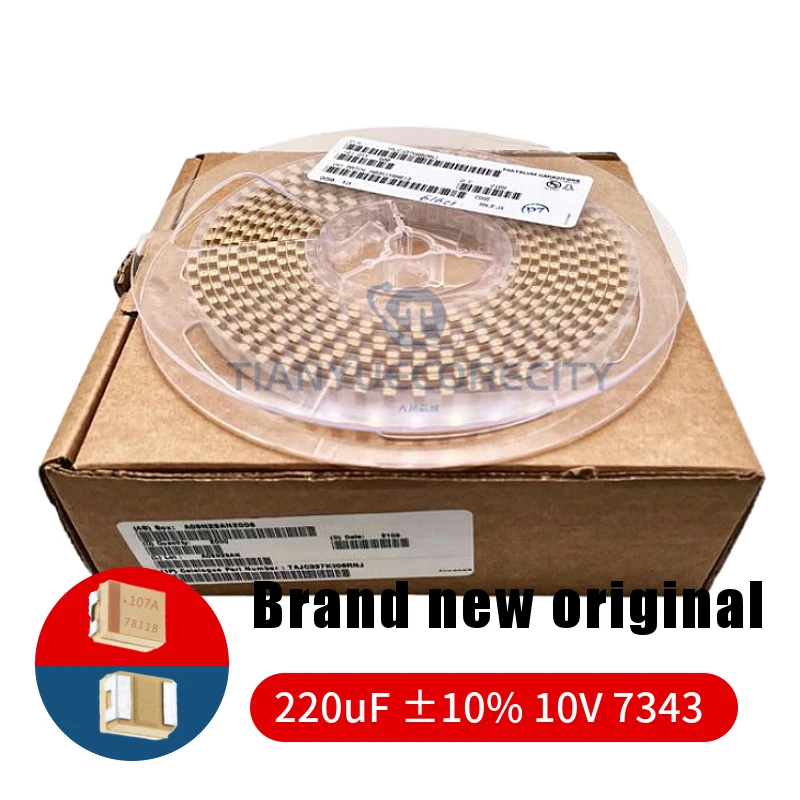 

10PCS/lot 220uF ±10% 10V SMD D-type 7343 tantalum capacitor new original genuine components