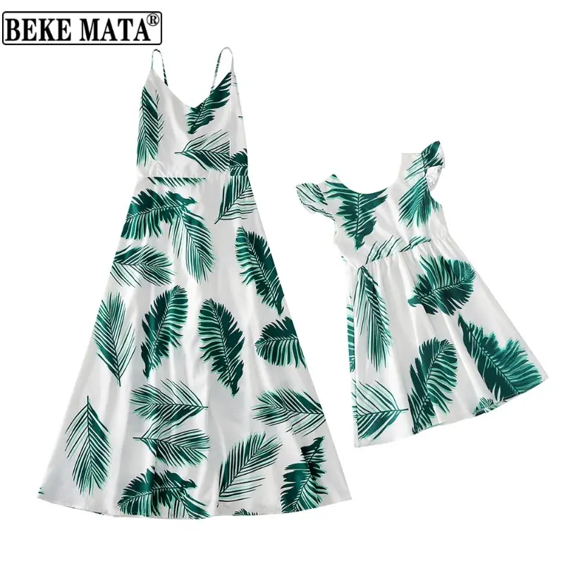 

BEKE MATA Mom And Daughter Dresses 2022 Summer Backless Mommy And Me Clothes Sleeveless Family Mother Daughter Matching Clothes