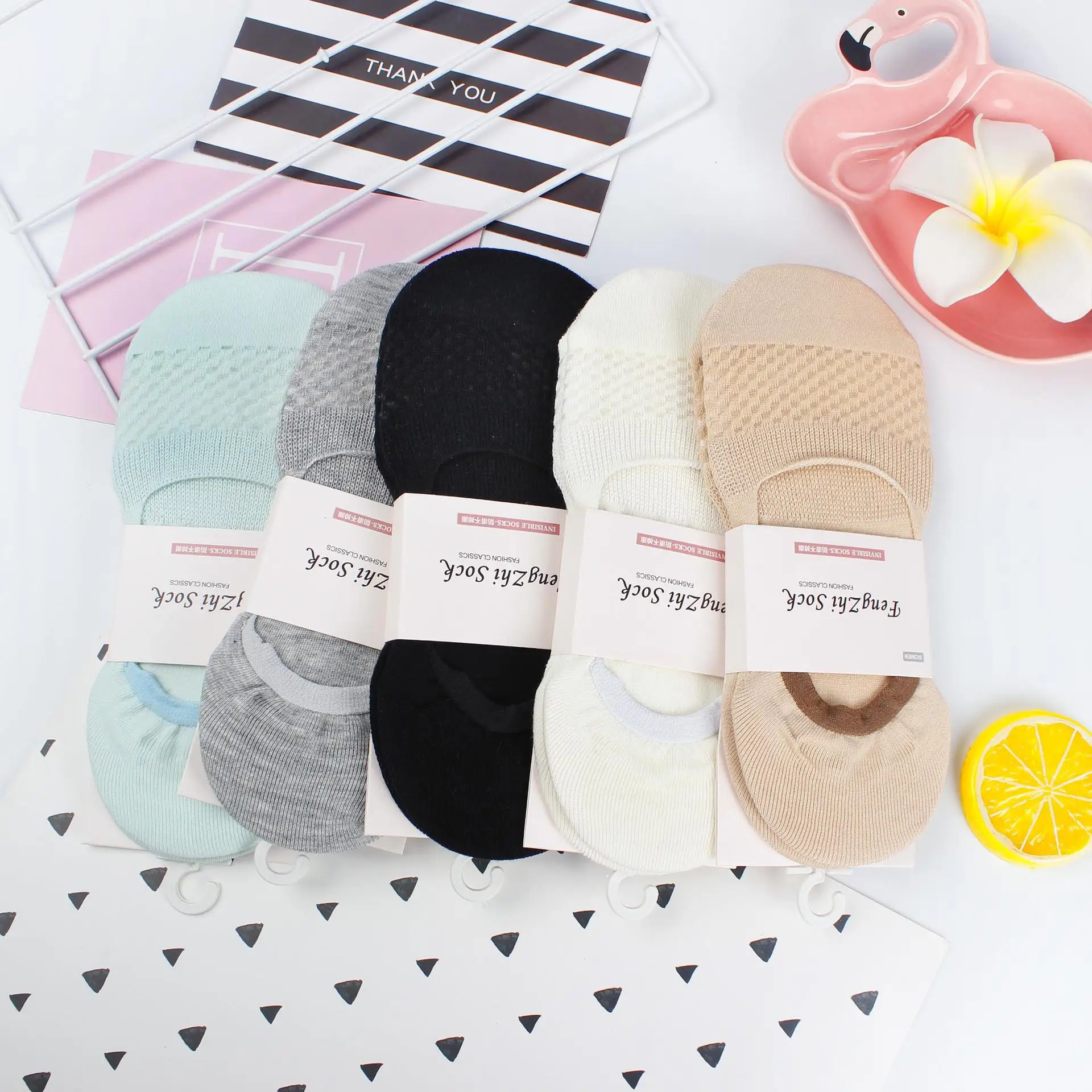 

10 Pairs Cotton Vintage Black White Cute Socks Breathable Women's Short Japanese Sweets Invisible Woman No Show Fashion Ankle