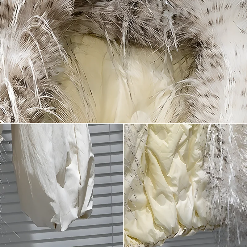 KBQ повседневное пуховое пальто со сращенными перьями для женщин кардиган с