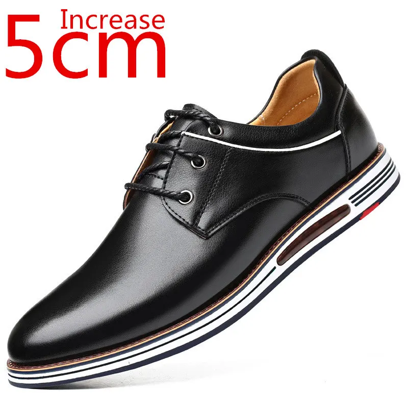 

Heightening Shoes New Men Daily Leisure Shoes Breathable Casual Leather Shoes Height Increase 5cm Men Korean Fashion Trend Shoes