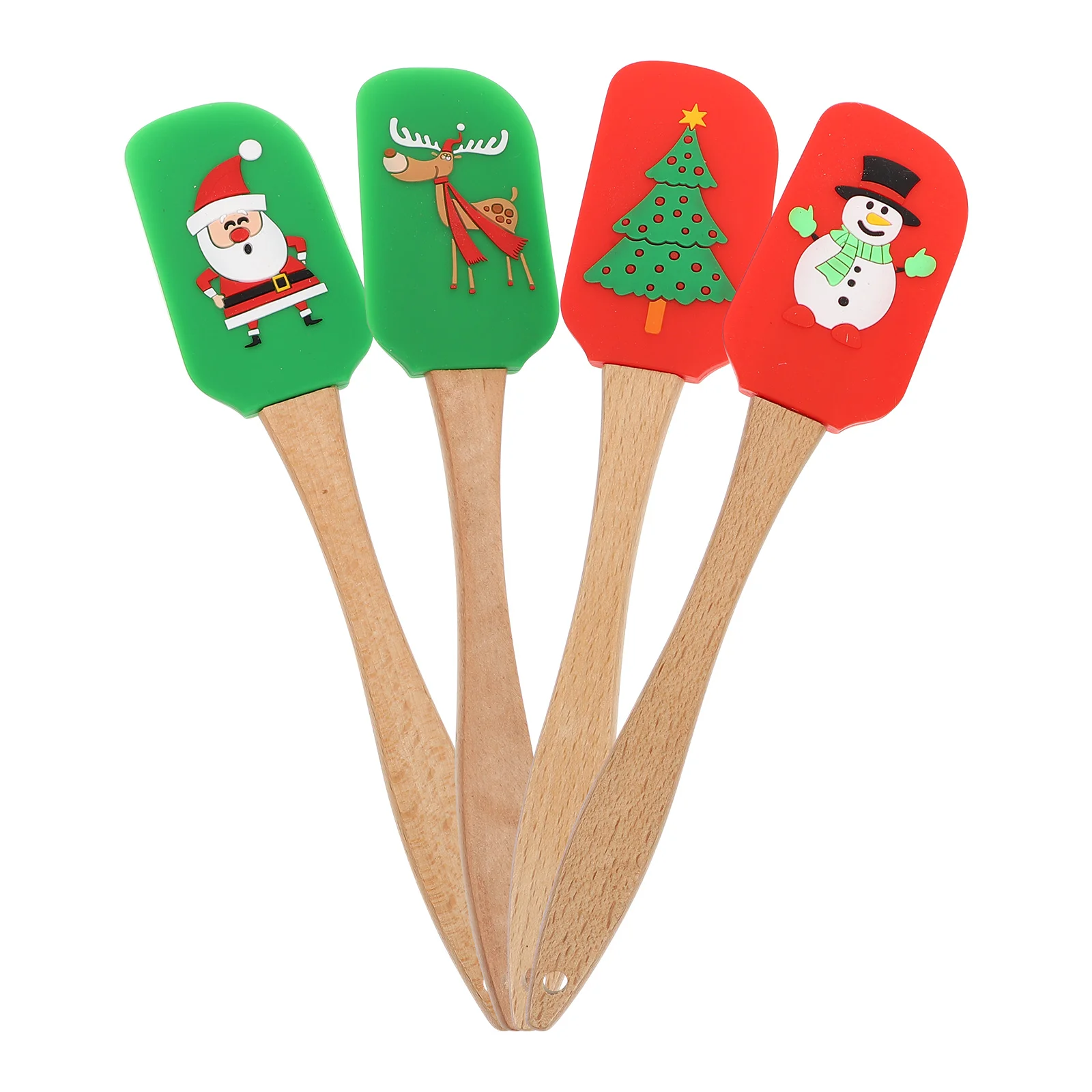 

4 Pcs Makeup Set Cream Spatula Santa Claus Decor Cake Scraper Tool Silicone Kitchen Gadget