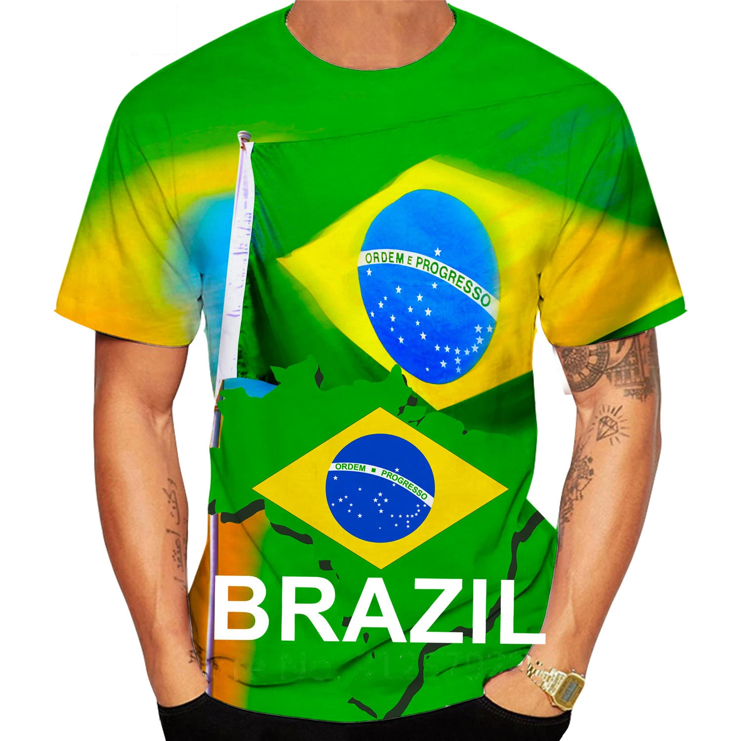 

Brazil Flag Men's T Shirt Fashion Football Team Short Sleeve Tee Summer Brasil Soccer Shirt Top Casual Man Tee Shirts Clothing