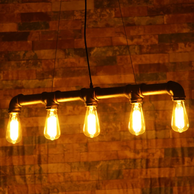 

Nordic Industrial LOFT IRON PIPE Pendant Light & Edison Vintage Bulbs E27 5 Arms Lights Home/Bar/Cafe Decorative Lighting