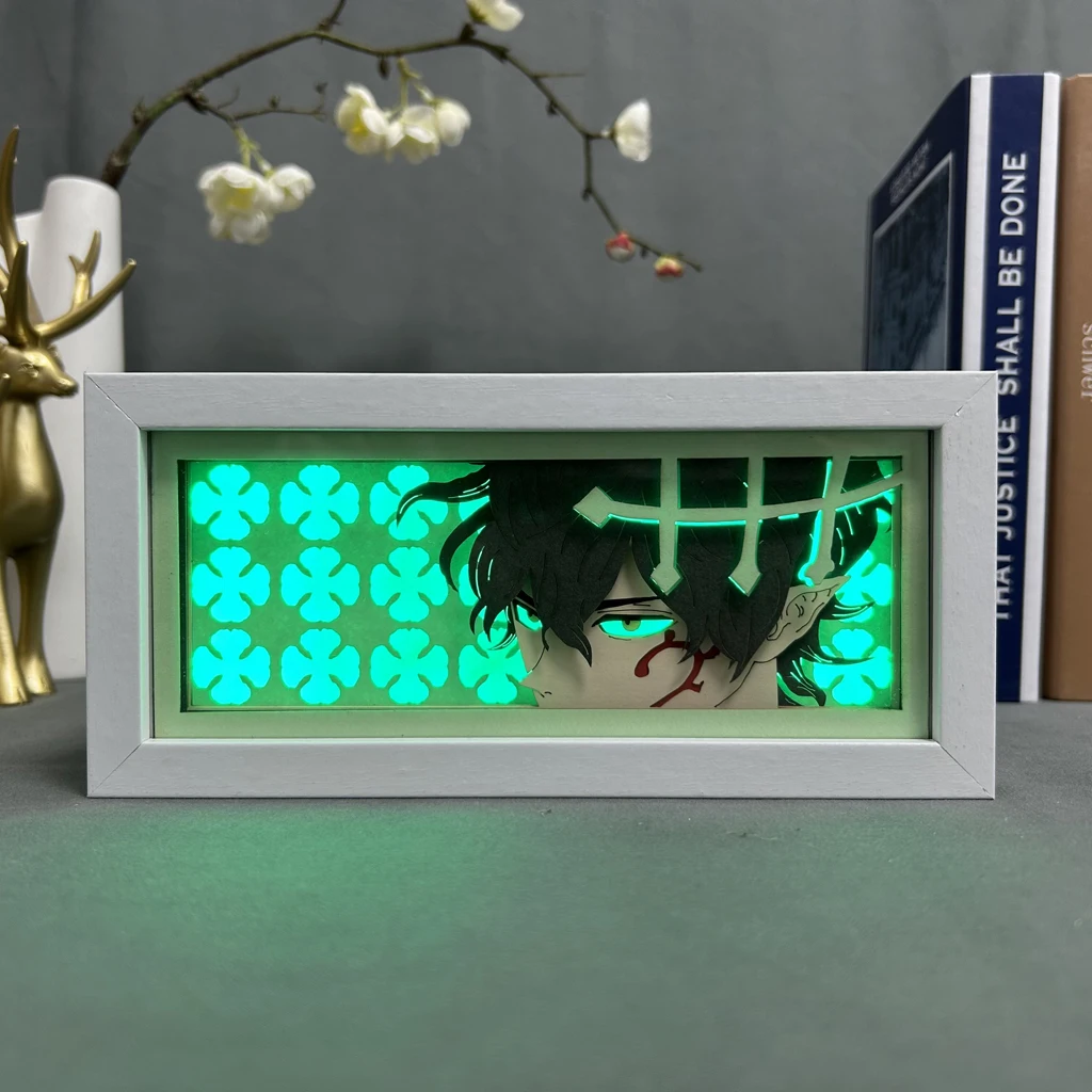 

Лайтбокс с чёрным клевером Yuno, настольная лампа для декора комнаты, 3d Бумажная резка, для манги, аниме черный клевер