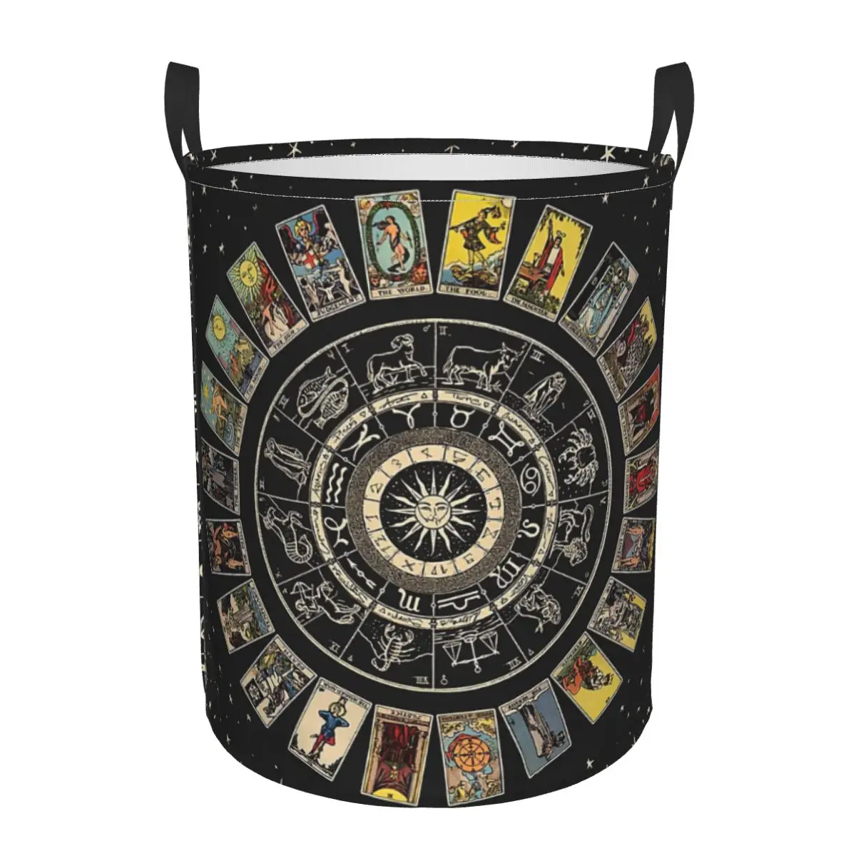 

Wheel Of The Zodiac, Astrology Chart & The Major Arcana Tarot Dirty Laundry Basket Waterproof Home Organizer Basket