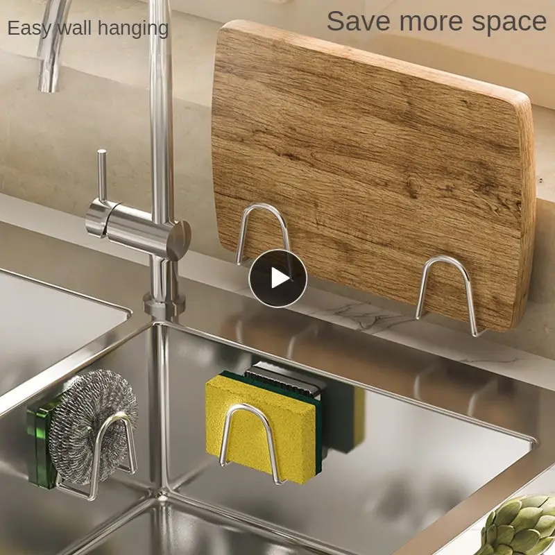 

Acrylic Stainless Steel Storage Rack Sink Wall Shelf Punch-free Non-perforated Rack Kitchen Organizer And Storage Accessories