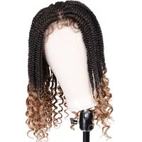 Synthetic Short Braided Wigs Lace Front Wigs Curly Knotless Box Braided Wigs with Baby Hair Wig For Black Women