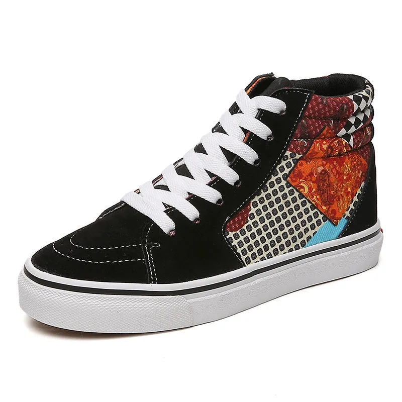 

2022 New Thick Bottom High Top Couple Sneakers Vculcanize Canvas Footwear Women and Men Casual Travel Walking Flat Shoes