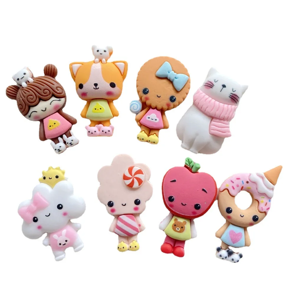 

Free Shipping 100pcs/lot New Cute Resin Mini Cartoon Flatback Resin DIY Wedding Hairpin Embellishments Accessories LSW086
