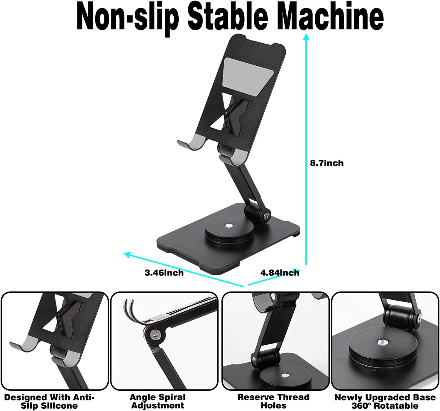 Phone Stand Aluminum Cell Phone Adjustable Desk Phone Holder for iPhone 13 12 Pro Max Tablet Support Mount Holder Stand