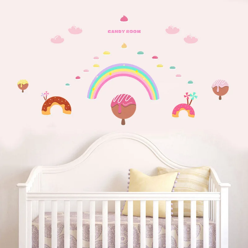 

New Rainbow One Piece Candy House Door Cartoon Children's Room Wall Decoration Graffiti Stickers Self-adhesive PVC