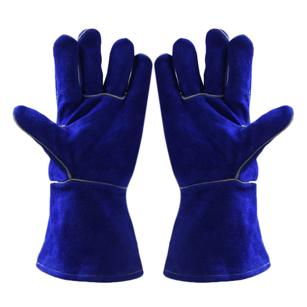 

1 Pair Wear Resistant Cowhide Welding Gloves Protection,Dark Blue(L)