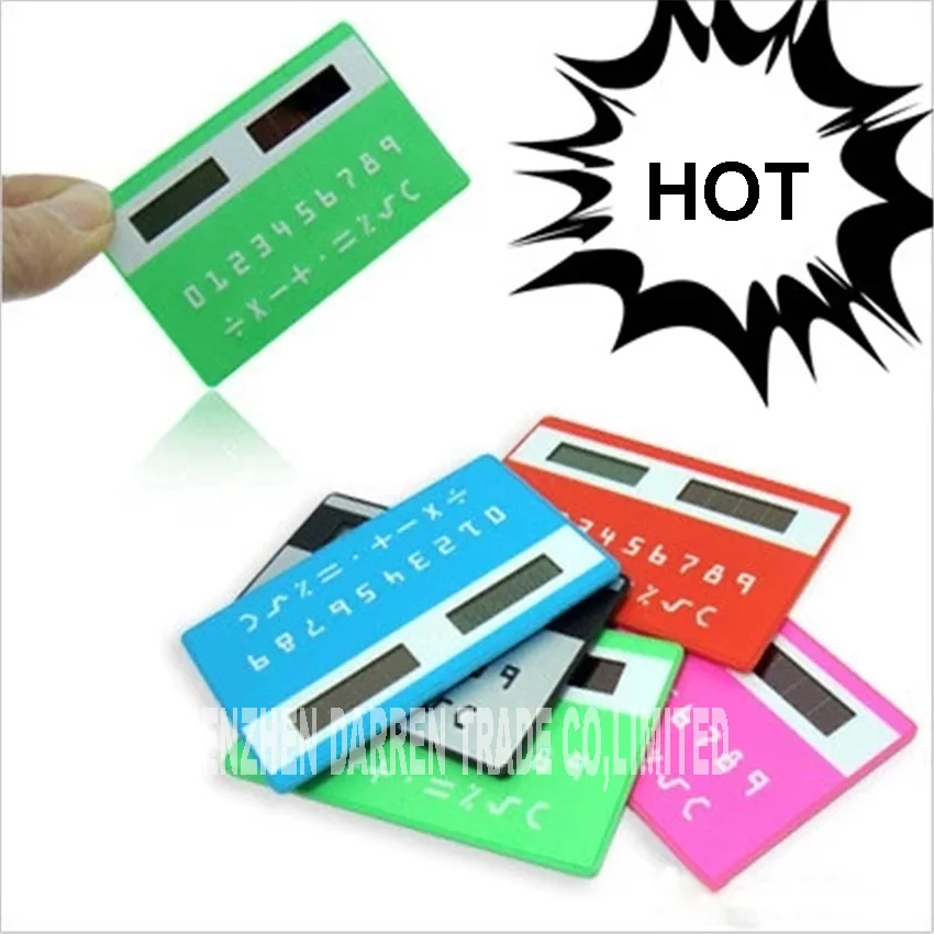 

100pcs stationery card portable calculator mini handheld ultra-thin Card calculator Solar Power Small Slim Pocket Calculator hot