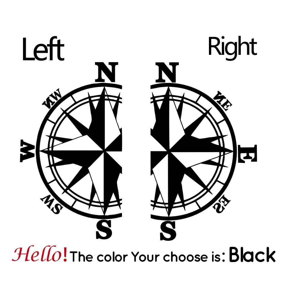 

Self adhesive removable giant compass cover stickers, car stickers, trunk stickers,, a pair of PVC waterproof car stickers